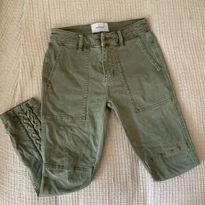 Current Elliott Weslan Pants Army Green Jeans Trousers Revolve Lace Up Capris